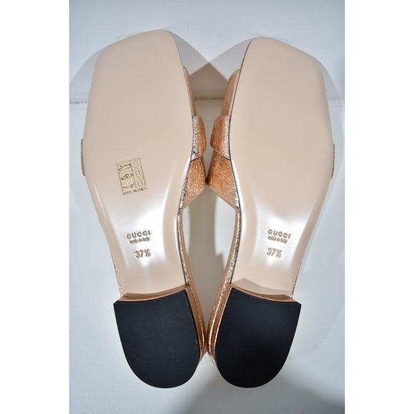 Gucci Marmont Rose Gold GG Interlocking Metal Logo Mule Flat Slide Sandal 37.5 - Picture 12 of 12
